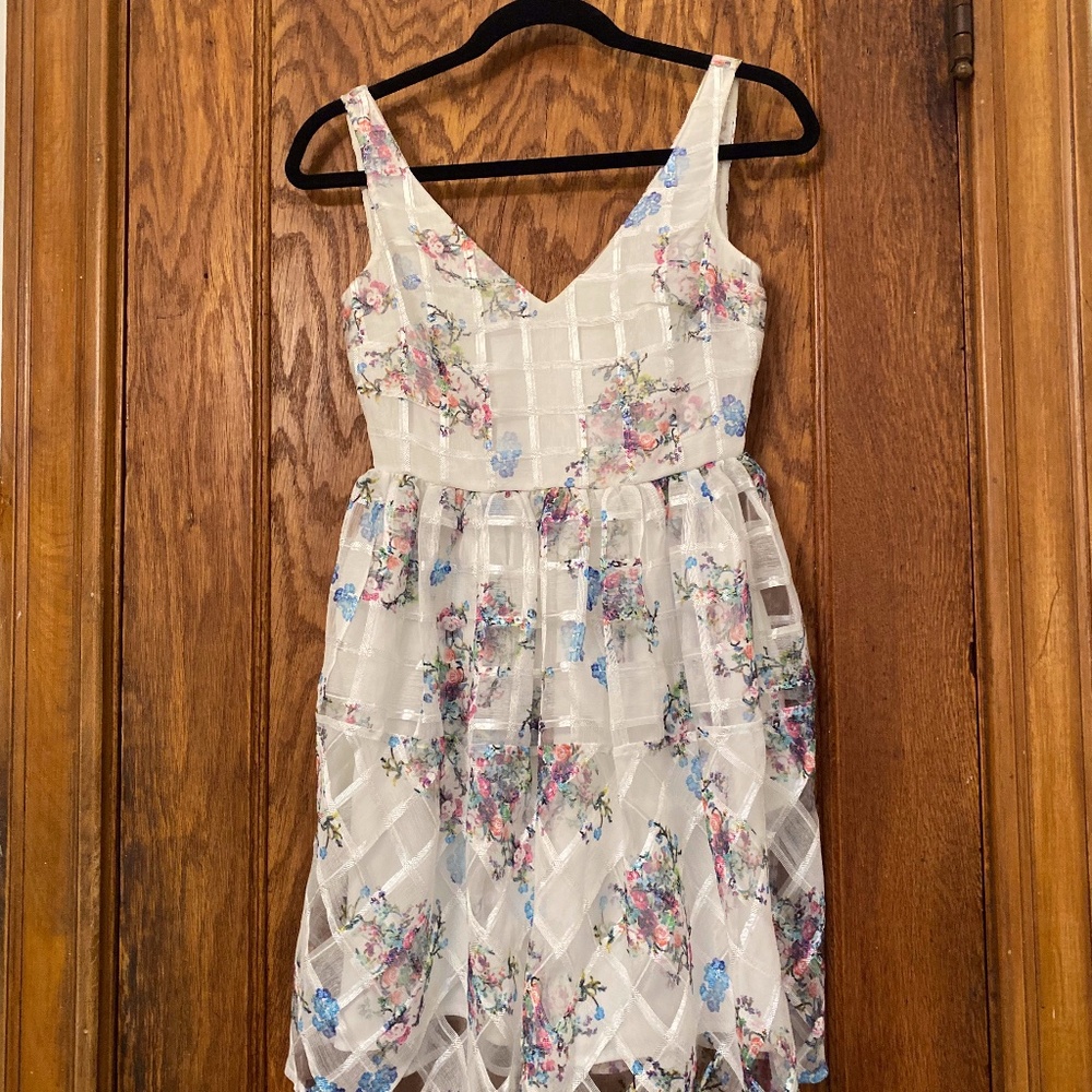 NWT Maeve 0P Short White Floral Cocktail Dress